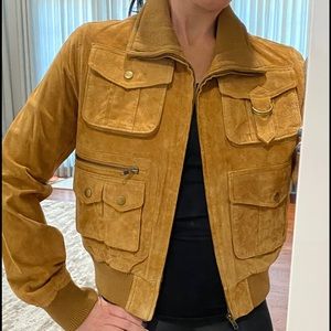 Aqua Bloomingdale’s Suede Leather Bomber Jacket